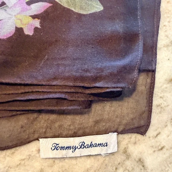 Tommy Bahama Black Floral and Leopard Print Scarf / Wrap / Pareo - Picture 4 of 7